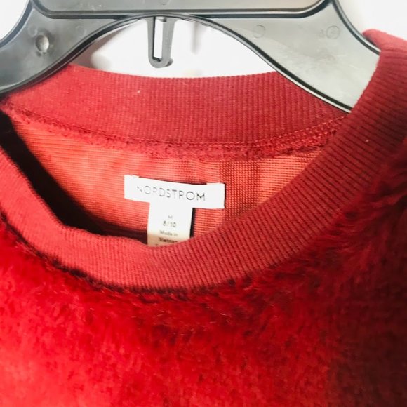 Nordstrom Girls Faux Fur Fleece Sweatshirt Red Syrah multiple sizes - Picture 3 of 5